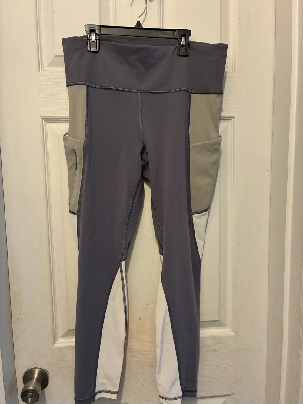 Athleta High-Waist Colorblock Pocket Leggings - Gray & Light Gray -
